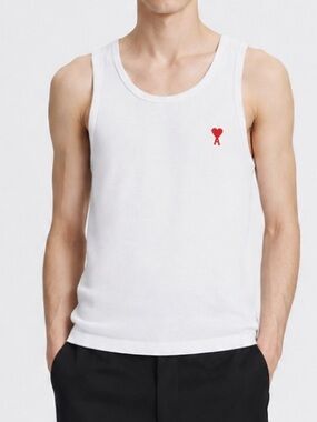 AMI Paris Alexandre Mattiussi Ami de Coeur Heart Logo Organic Cotton Tank Top